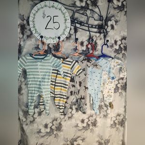 5 PC Set Newborn Pajamas Boys Unisex Infant PJs Sleepwear $25
